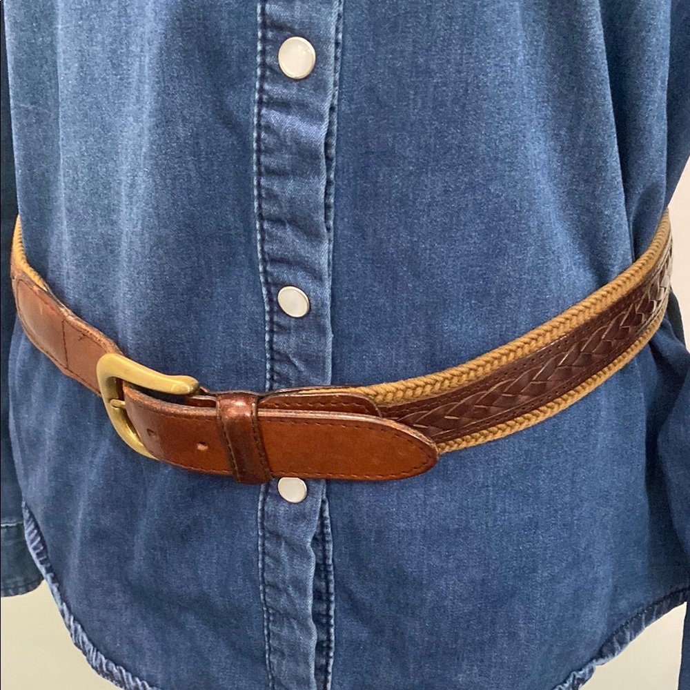 FINALE Brown Braid Leather Belt Made in Italy - Picture 3 of 14